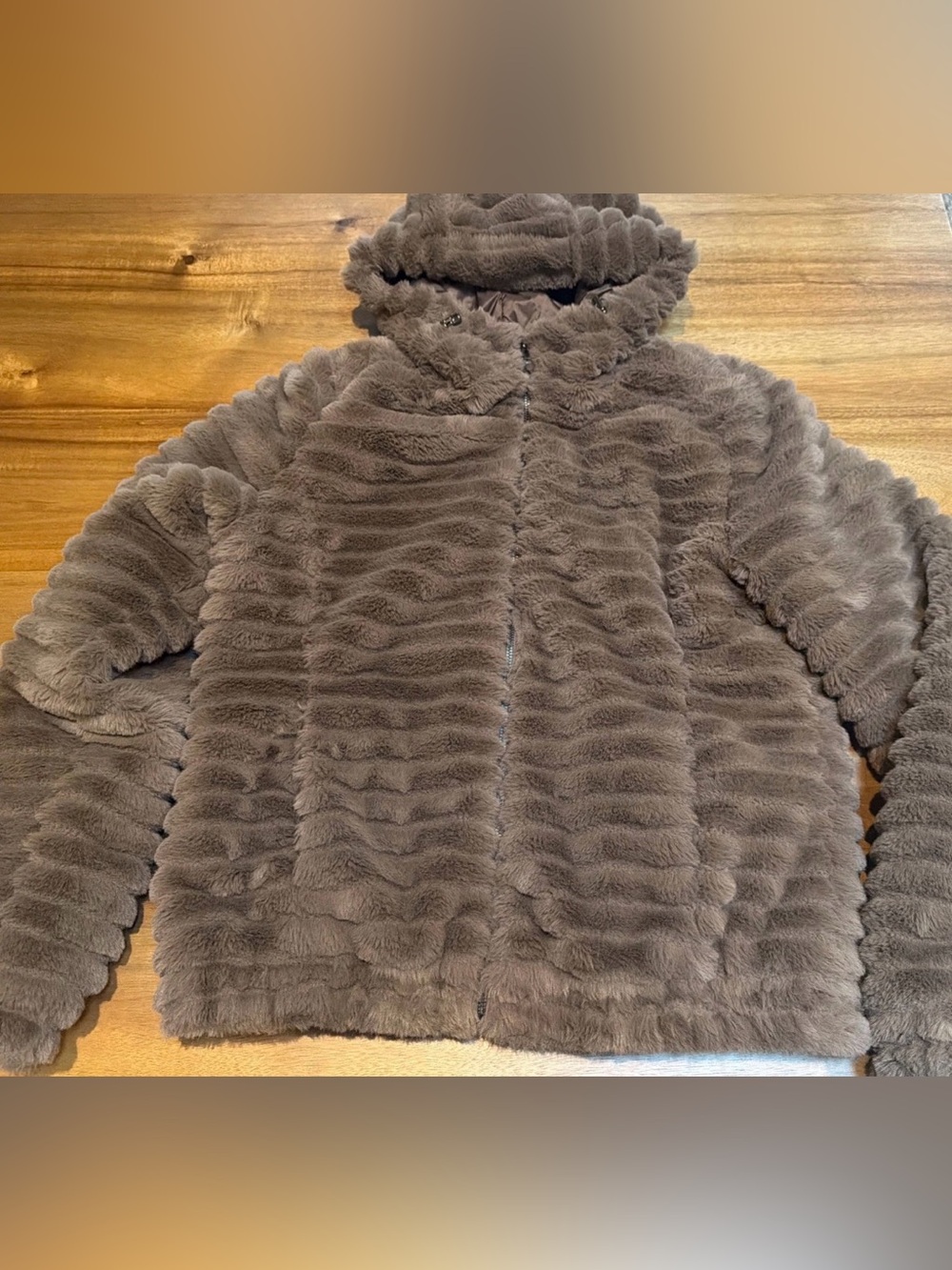 Women’s Zella Corded Faux Fur Hooded Lined Jacket Sz Small EUC